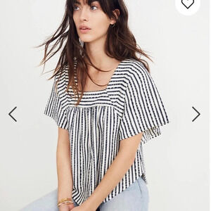 Madewell Butterfly Flowy Top in Blue & White Stripe, Cottage Core, Boho, XXS